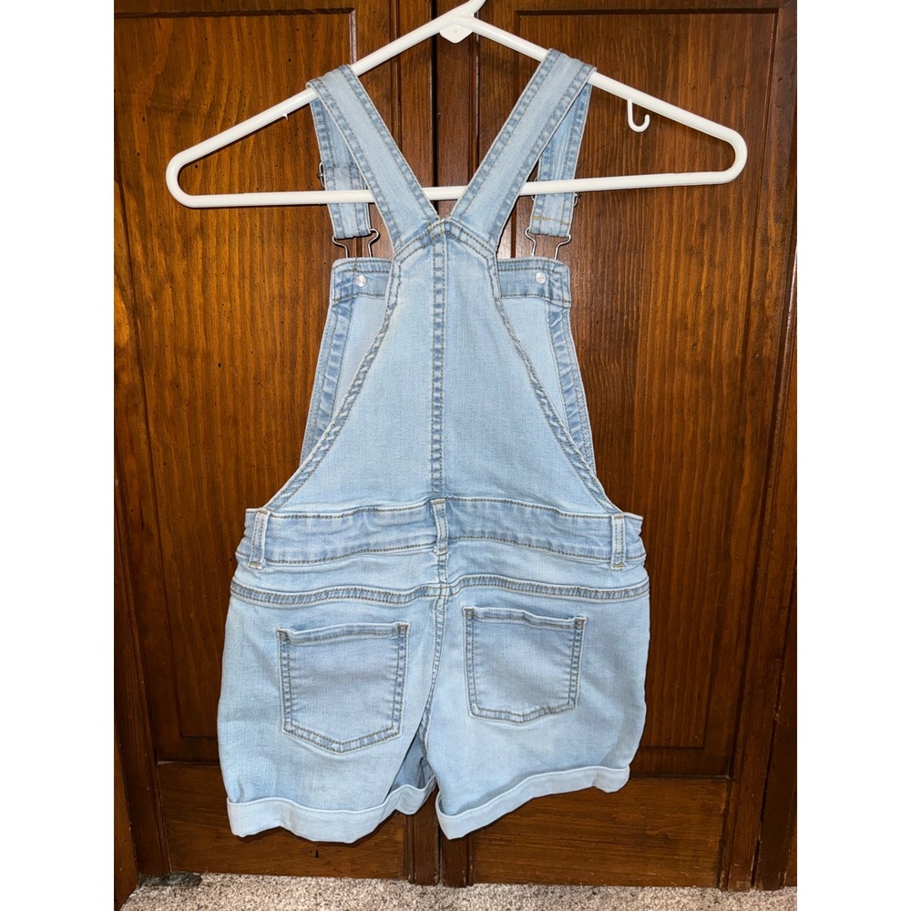 Thereabouts Girls Light Wash Denim Shortalls Bib Overalls Size 7 - Picture 3 of 4